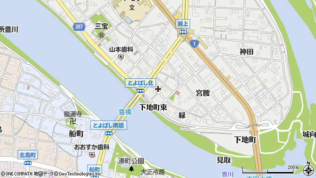 〒440-0085 愛知県豊橋市下地町（丁目）の地図