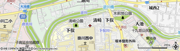 静岡県掛川市清崎周辺の地図