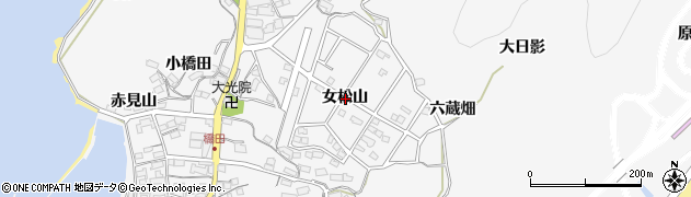 愛知県蒲郡市西浦町女松山周辺の地図