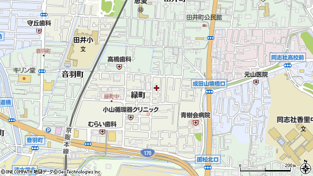 〒572-0022 大阪府寝屋川市緑町の地図