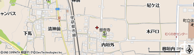 京都府精華町（相楽郡）下狛（里垣内）周辺の地図
