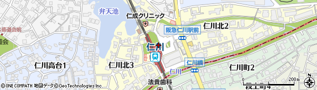 兵庫県宝塚市周辺の地図