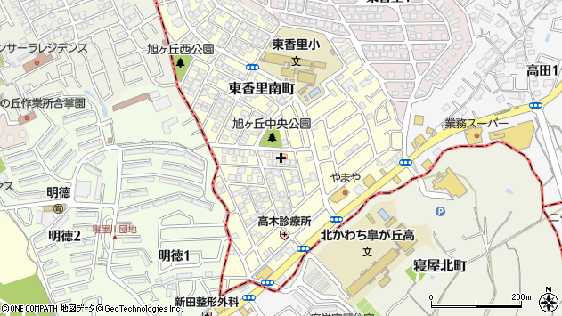 〒573-0074 大阪府枚方市東香里南町の地図