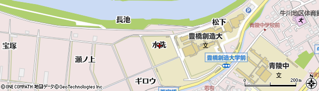 愛知県豊橋市牛川町水洗周辺の地図