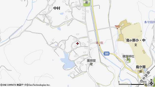 〒519-1705 三重県伊賀市島ケ原中村の地図