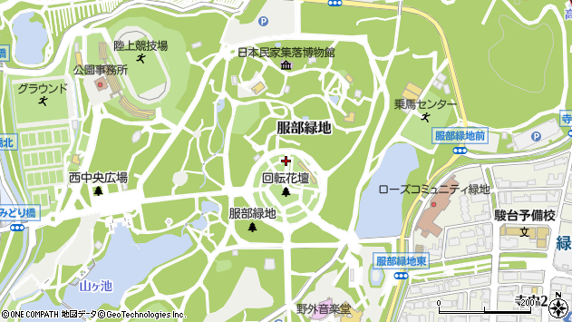 〒561-0873 大阪府豊中市服部緑地の地図