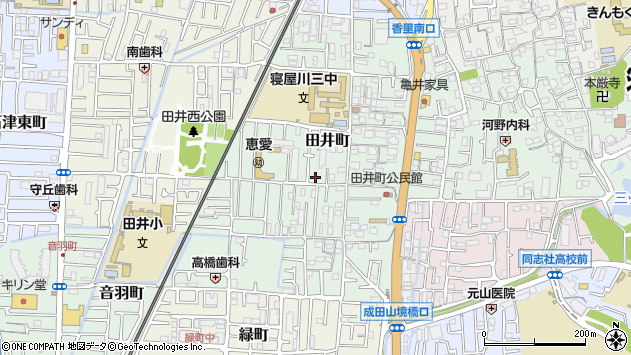 〒572-0021 大阪府寝屋川市田井町の地図