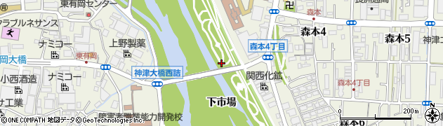 兵庫県伊丹市森本周辺の地図