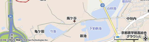 京都府精華町（相楽郡）下狛（風ケ谷）周辺の地図
