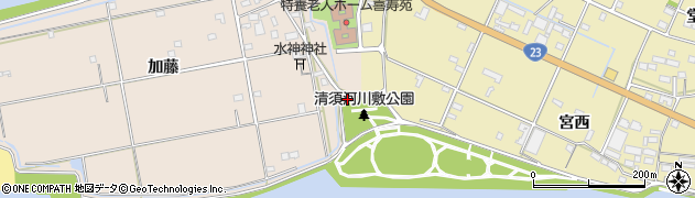 清須河川敷広場トイレ周辺の地図