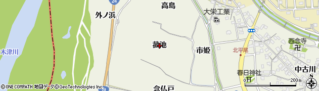 京都府木津川市山城町平尾（菰池）周辺の地図
