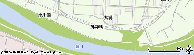 愛知県豊橋市大村町（外神明）周辺の地図