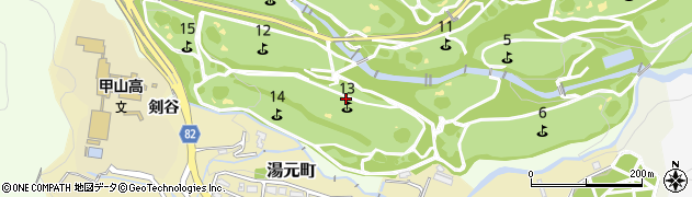 甲山大橋周辺の地図