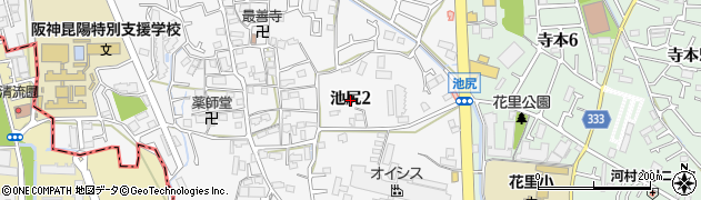 兵庫県伊丹市池尻周辺の地図