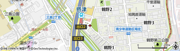 モノレール摂津駅前周辺の地図