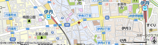 兵庫県伊丹市中央周辺の地図