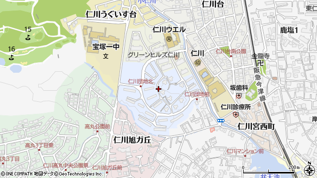 〒665-0068 兵庫県宝塚市仁川清風台の地図