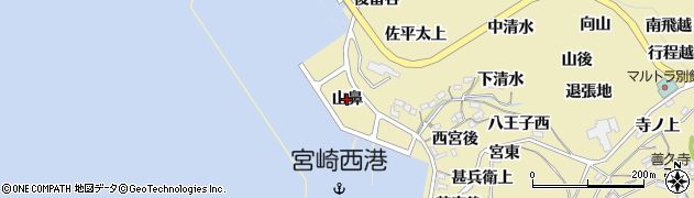 愛知県西尾市吉良町宮崎（山鼻）周辺の地図