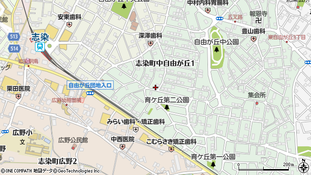 〒673-0552 兵庫県三木市志染町中自由が丘の地図