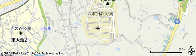 兵庫県神戸市北区唐櫃六甲台周辺の地図