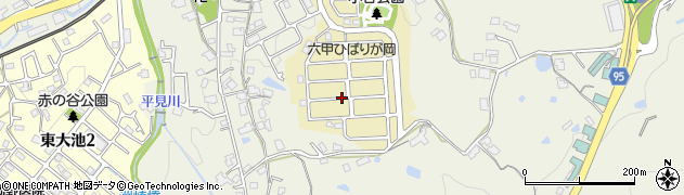 兵庫県神戸市北区唐櫃六甲台周辺の地図