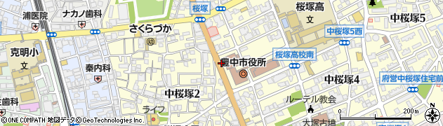 豊中市役所前周辺の地図