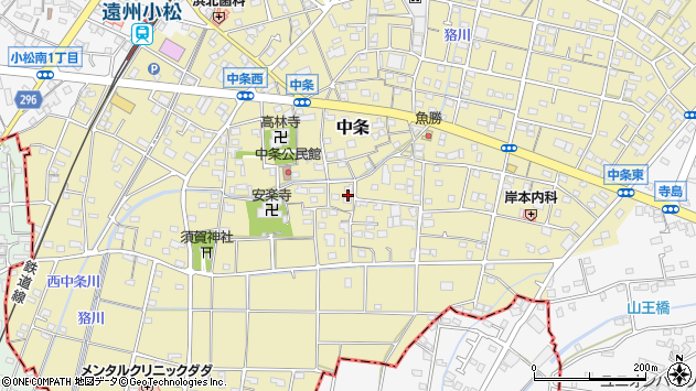 〒434-0043 静岡県浜松市浜名区中条の地図