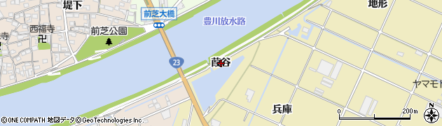 愛知県豊橋市前芝町（茅場）周辺の地図