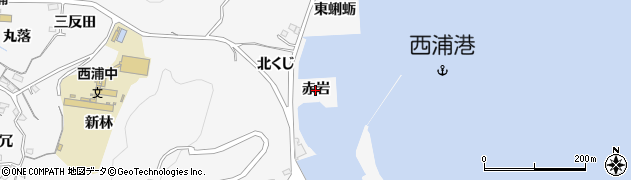 愛知県蒲郡市西浦町（赤岩）周辺の地図