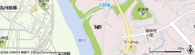 愛知県豊橋市牛川町（下野）周辺の地図
