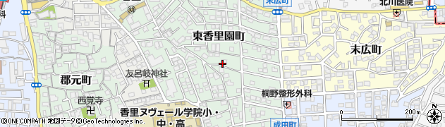 大阪府寝屋川市東香里園町周辺の地図
