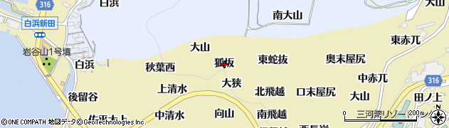 愛知県西尾市吉良町宮崎狐坂周辺の地図