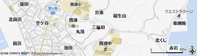 愛知県蒲郡市西浦町三反田周辺の地図