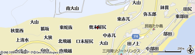 愛知県西尾市吉良町宮崎（奥末屋尻）周辺の地図