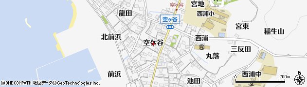 愛知県蒲郡市西浦町空ケ谷周辺の地図