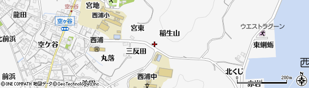 愛知県蒲郡市西浦町稲生山周辺の地図
