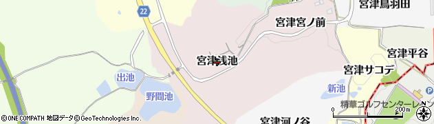 京都府京田辺市宮津浅池周辺の地図
