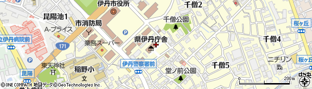 兵庫県阪神北県民局　伊丹県税事務所自動車税課周辺の地図