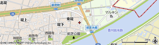 愛知県豊橋市前芝町東堤40周辺の地図