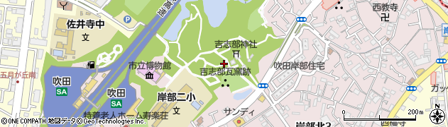 吉志部瓦窯跡周辺の地図