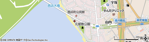 愛知県豊橋市梅薮町（元屋敷）周辺の地図