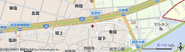 愛知県豊橋市前芝町西堤73周辺の地図