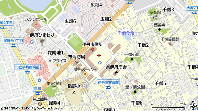 〒664-0898 兵庫県伊丹市千僧の地図