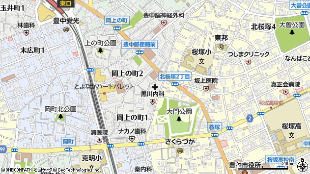〒560-0023 大阪府豊中市岡上の町の地図