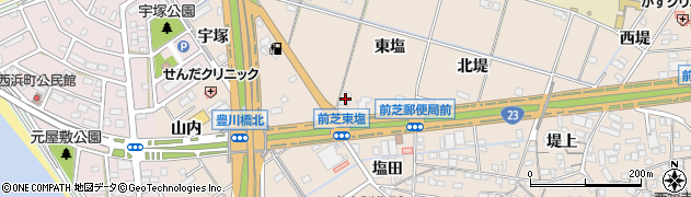 愛知県豊橋市前芝町東塩34周辺の地図
