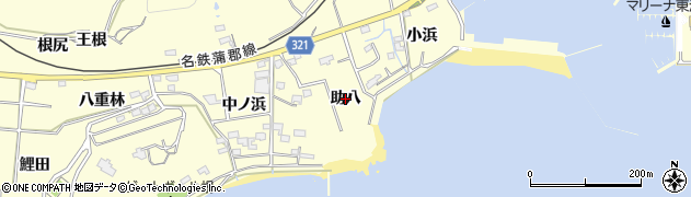 愛知県西尾市東幡豆町（助八）周辺の地図
