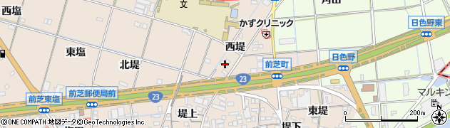 愛知県豊橋市前芝町西堤54周辺の地図