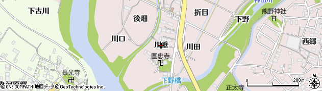 愛知県豊橋市牛川町（川垂）周辺の地図