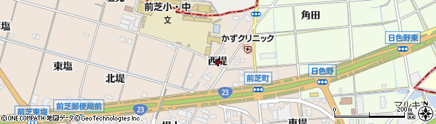 愛知県豊橋市前芝町西堤周辺の地図