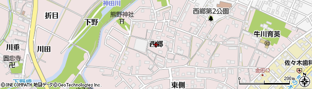 愛知県豊橋市牛川町（西郷）周辺の地図